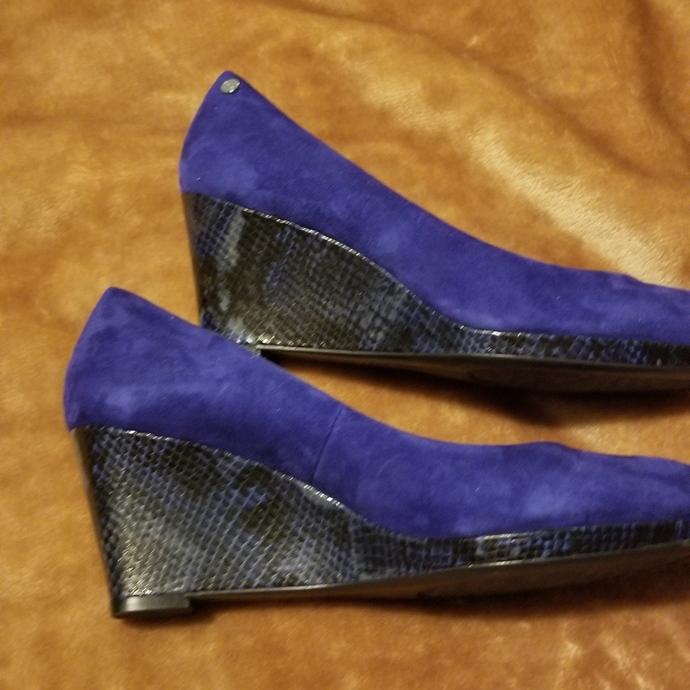 Calvin Klein Blue Suede Wedges